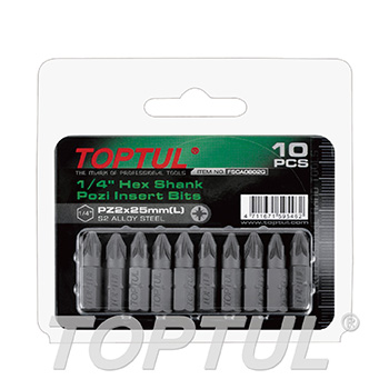 1/4" Hex Shank Pozi Insert Bits (10PCS)