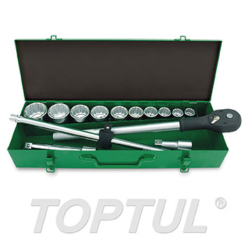 14PCS Professional Grade - 3/4" Dr. 12PT Flank Socket Set (METRIC)