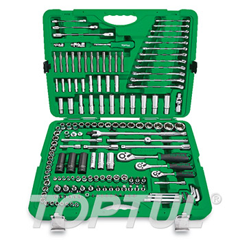 163PCS 1/4", 3/8" & 1/2" DR. Flank Socket Wrench Set