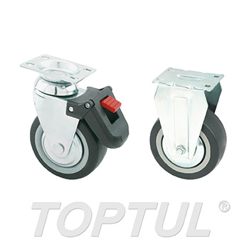 5"X2" TPR Casters (1PC FIXED + 1PC SWIVEL W/LOCK)
