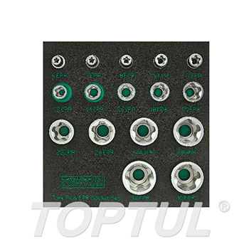 16PCS 1/4", 3/8" & 1/2" DR. Torx Plus®EPR Socket Set