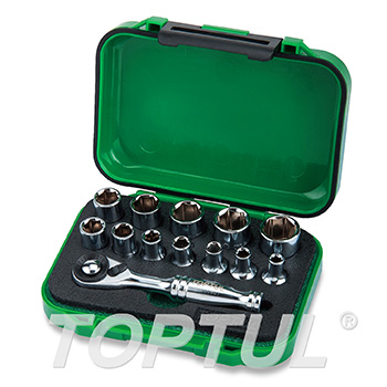 13PCS 1/4" DR. Mini Ratchet Socket Set