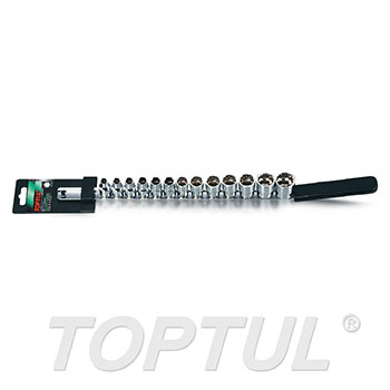 13PCS 3/8" DR. 12PT Socket Rail Set - METRIC