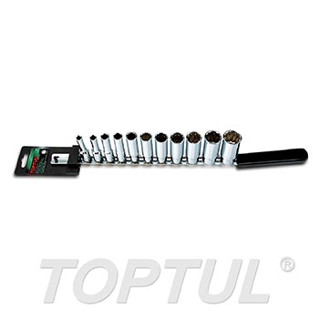 11PCS 3/8" DR. 12PT Deep Socket Rail Set - SAE
