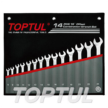 15° Offset Pro-Line Combination Wrench Set - POUCH BAG - BLACK - METRIC