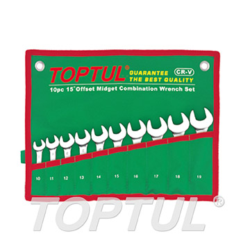 15° Offset Midget Combination Wrench Set - POUCH BAG - GREEN