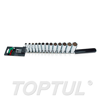 13PCS 3/8" DR. 12PT Deep Socket Rail Set - METRIC