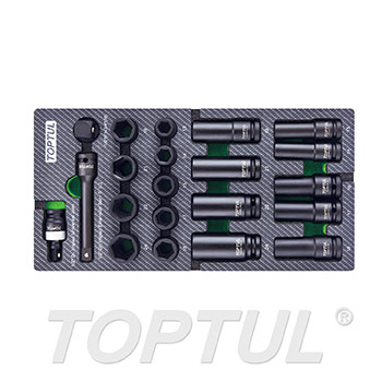 21PCS 1/2" DR. 6PT Flank Impact Socket Set