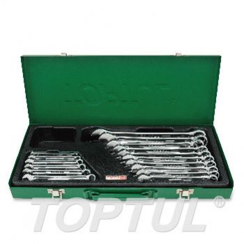 16PCS 15° Offset Hi-Performance Combination Wrench Set - METRIC