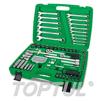 106PCS Professional Grade 1/4" & 1/2" DR. Flank Socket Wrench Set