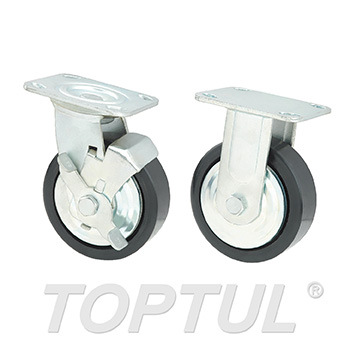 5"X2" PU Casters (1PC FIXED + 1PC SWIVEL W/LOCK)