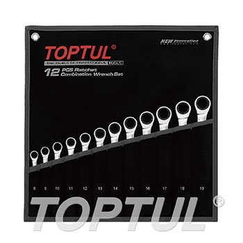 12PCS Pro-Series Ratchet Combination Wrench Set - POUCH BAG - BLACK