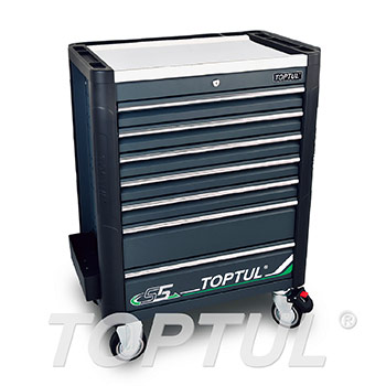 7-Drawer Mobile Tool Trolley - BUMPER SERIES - Stainless Steel Worktop