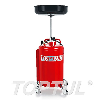 TOPTUL JJCZ0180 red wheeled waste oil drain with a black funnel on a telescopic column
