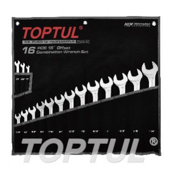 15° Offset Super-Torque Combination Wrench Set - POUCH BAG - SAE