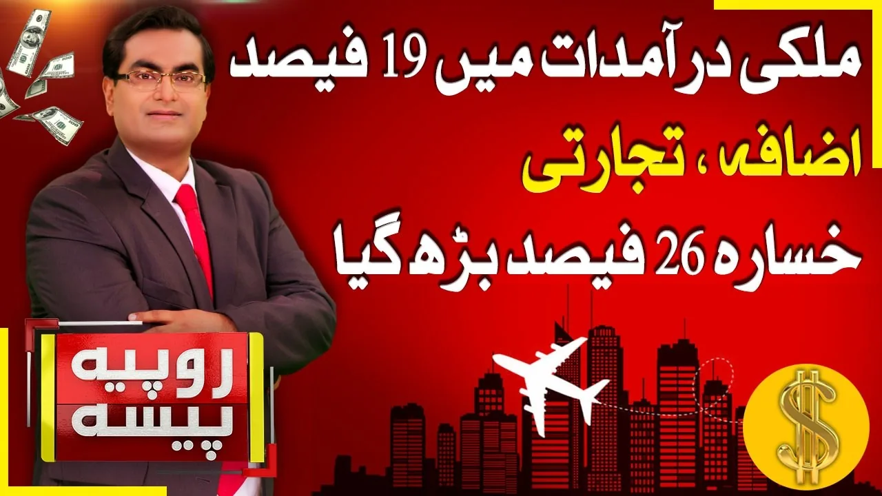 Abbtakk News studio frame for the Rupiya Paisa segment on Pakistan's imports and trade deficit