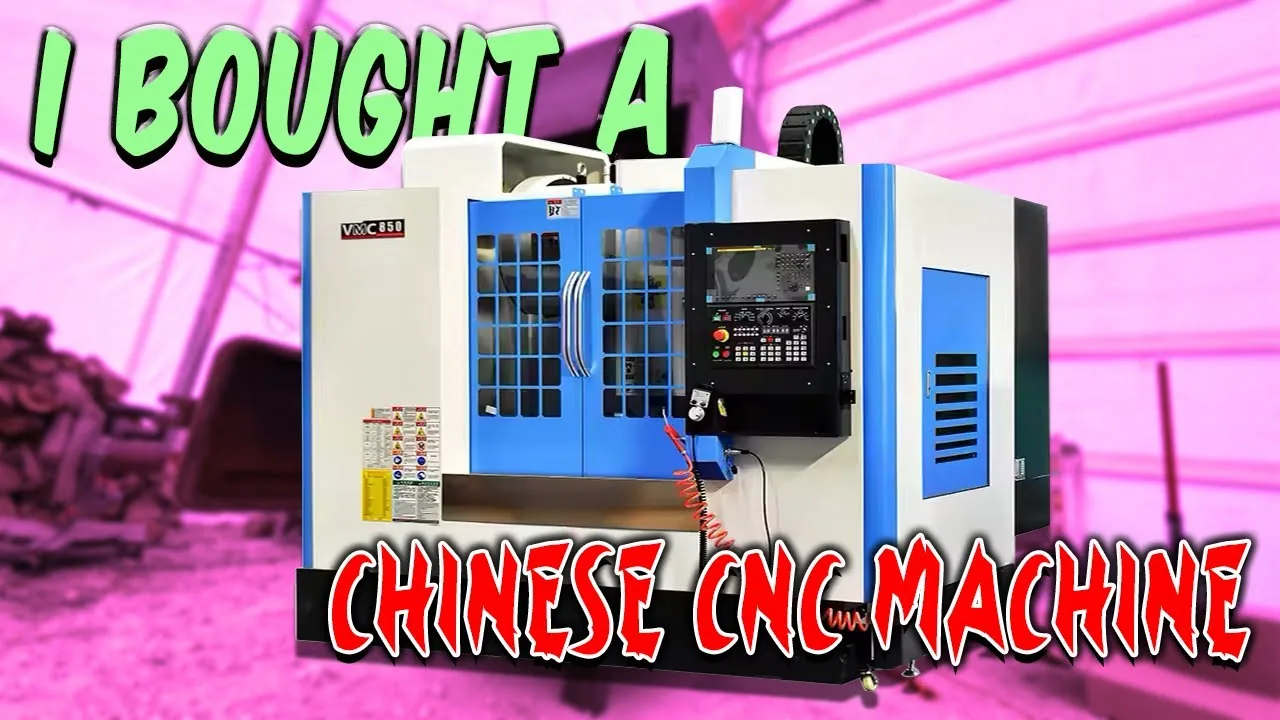 Thumbnail from a workshop video reviewing a low-cost imported CNC machine on a bench