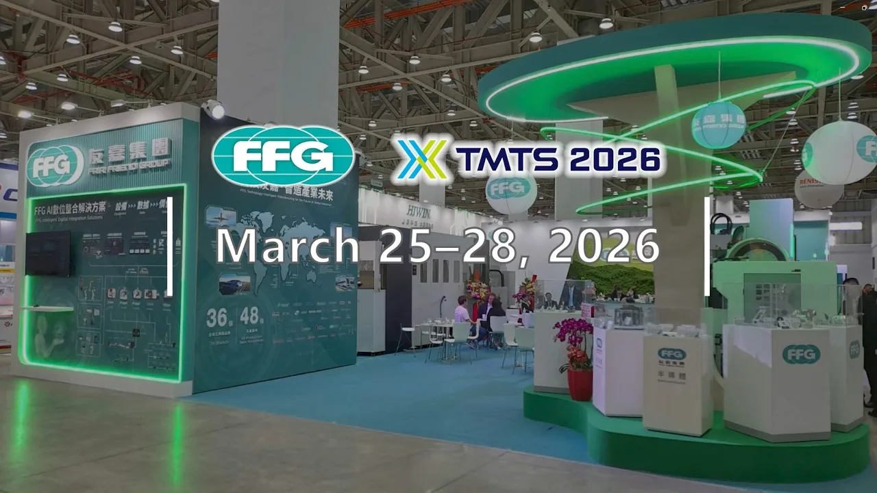 The FFG group stand at TMTS 2026 in Taichung, with the show dates 25 to 28 March 2026 on the display