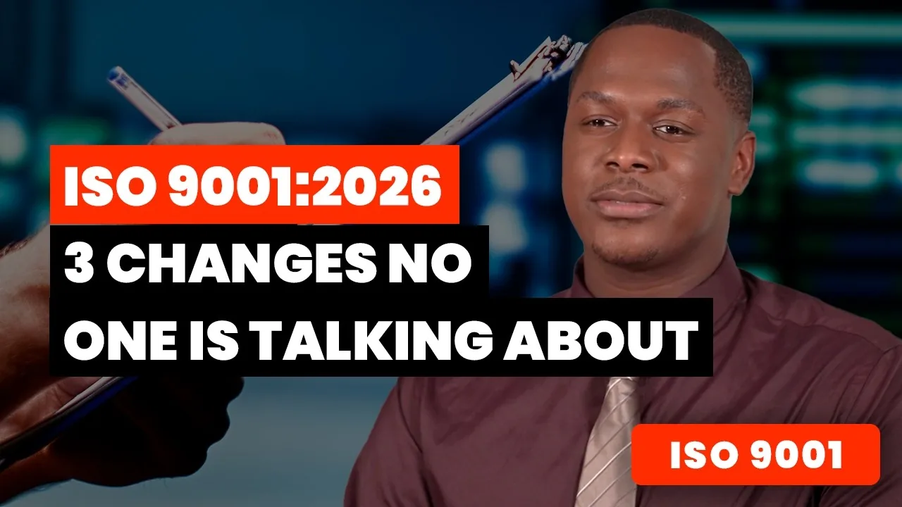 Title card of a video on three changes in ISO 9001:2026