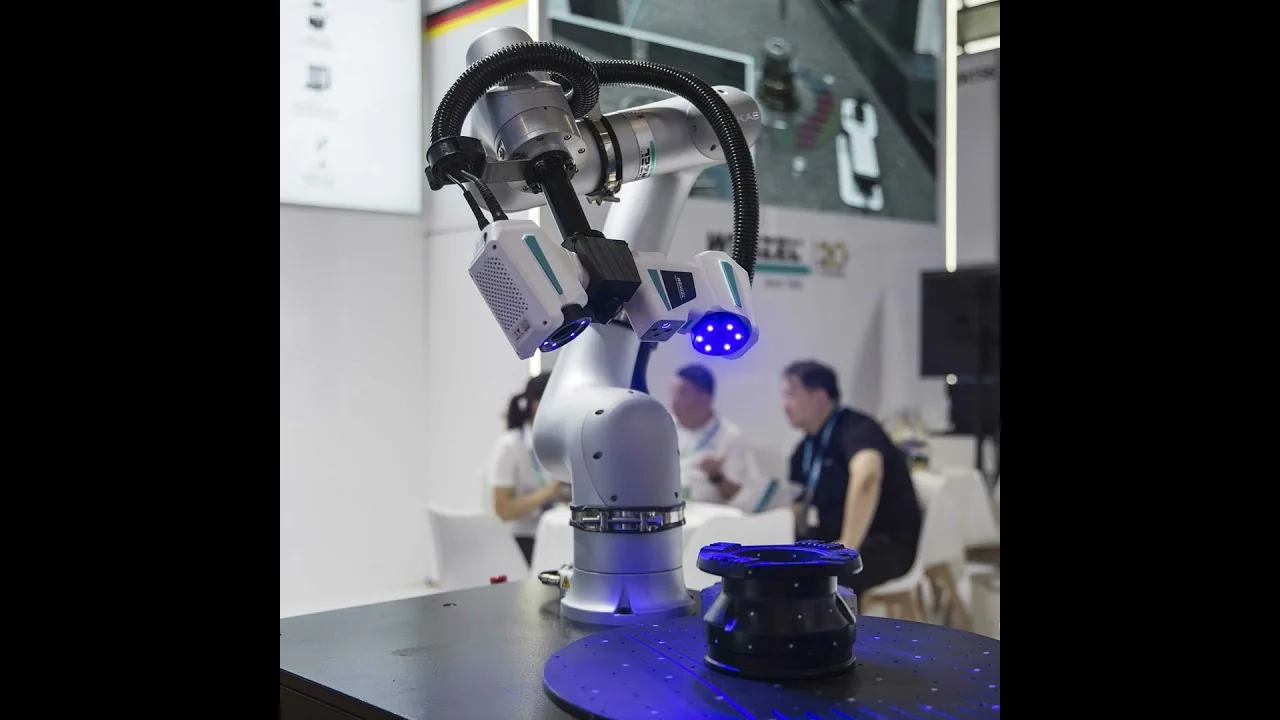 CGTN podcast frame on China's industrial robot output