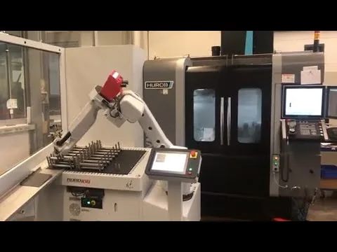 Thumbnail for a RoboJob machine tending installation on a Hurco VMX30i machining centre