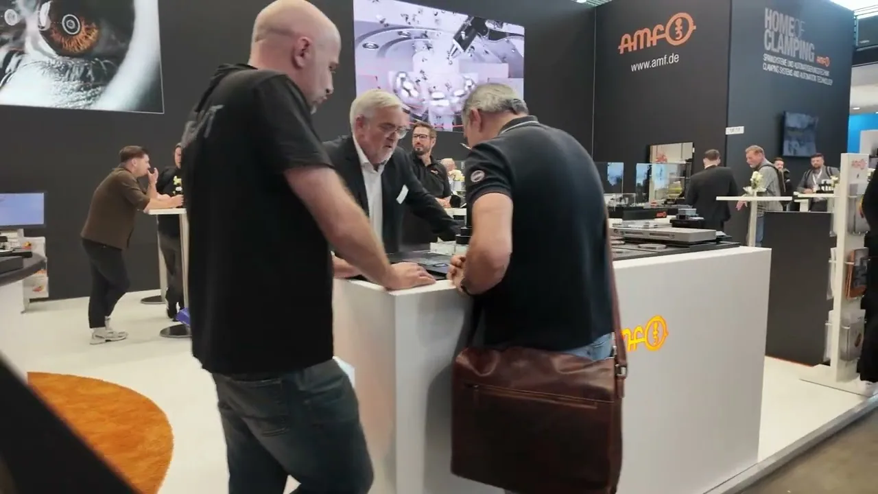 Machine Insider team walking the AMB Stuttgart 2026 halls