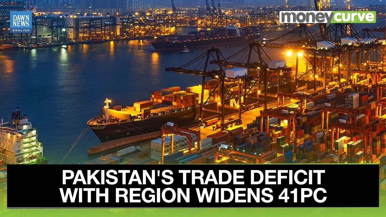 Dawn News English title frame on Pakistan's trade deficit with regional countries