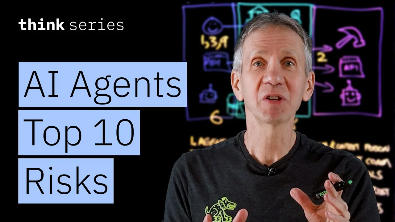IBM Technology explainer card on the top ten security risks in AI agents